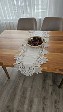 Fransız Dantelli Lüks Kadife Runner