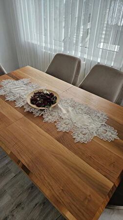 Fransız Dantelli Lüks Kadife Runner