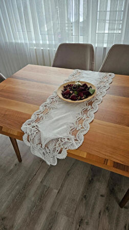 Fransız Dantelli Lüks Kadife Runner