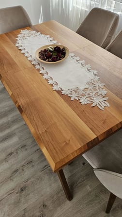 Defne Fransız Dantelli Keten Gardeya Lüx Runner 