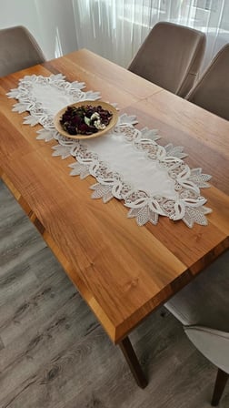 Lale Fransız Dantelli Keten Gardeya Lüx Runner