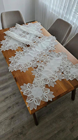 Keten Üzerine Ağar Güpürlü Lüx Salon Takımları