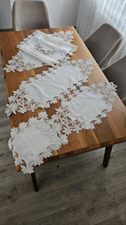 Keten Üzerine Ağar Güpürlü Lüx Salon Takımları