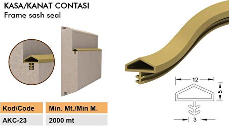 Contacall Ahşap Kapı Fitili Ahşap Kapı Contası Kahverengi 25 Metre Ortadan Tırnaklı Çatılı