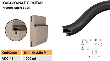 Contacall Ahşap Kapı Fitili Ahşap Kapı Contası Kahverengi 25 Metre Ortadan Tırnaklı