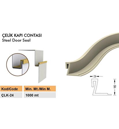 Contacall Çelik Kapı Fitili- Kasa Fitili -  Çelik Kapı Contası 6 Metre Beyaz