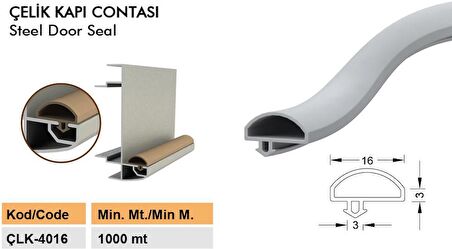 Çelik Kapı Kasa Fitili Contası Çelik Kapı Contası 6 Metre Füme