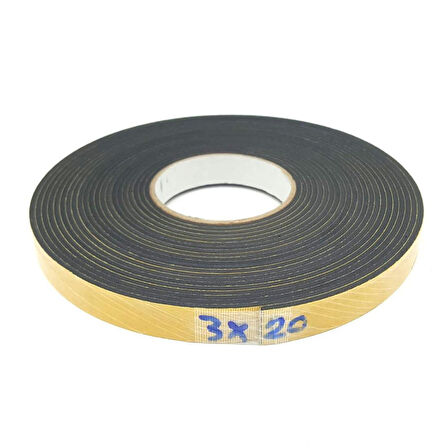 Contacall Kapı Pencere İzolasyon Bandı Yapışkan Kapı Pencere Süngeri Eva 3mmx20mm Siyah 25 Metre