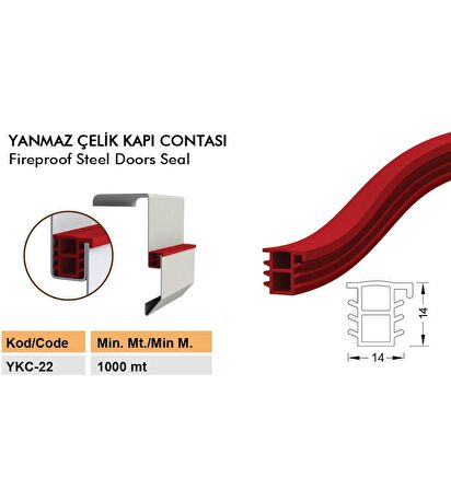 Contacall Yangına Dayanıklı Çelik Kapı Fitili Yangın Duman Contası Ykc-22 6 metre