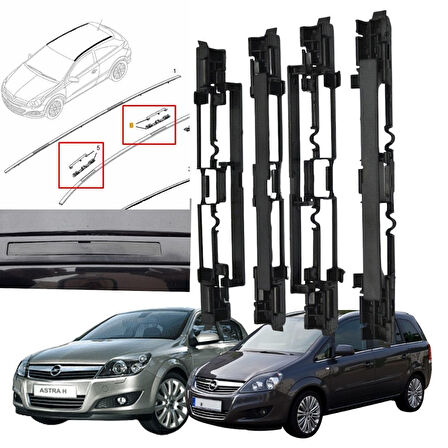Opel Astra H Zafira B Tavan Oluk Çıta Kapağı Ön Arka Siyah 4 Adet