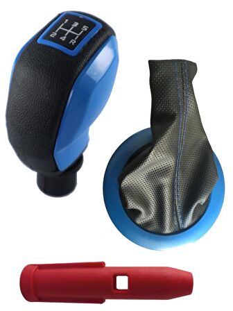 Otozet - Megane 2 Spor Vites Topuzu ve Vites Körüğü Lacivert Detaylı Set