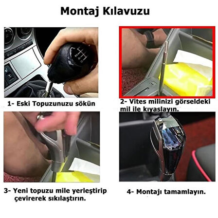 VIP Özel Tasarım Vites Topuzu Işıklı Renault Fluence - Clio 3-4-5 Megane 2 -3 