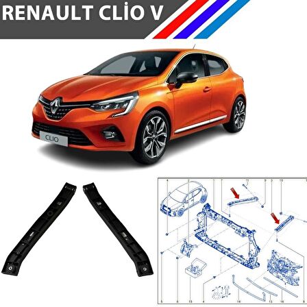 Renault Clio 5 Ön Panel Destek Braket Takımı Sağ ve Sol Set Orijinal 625542599R