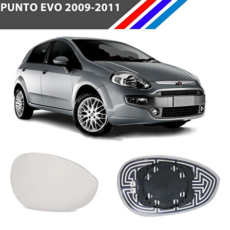 Otozet - Fiat Punto Evo Sağ Dış Ayna Camı Yolcu Tarafı Isıtmalı 2009-2011 71740498