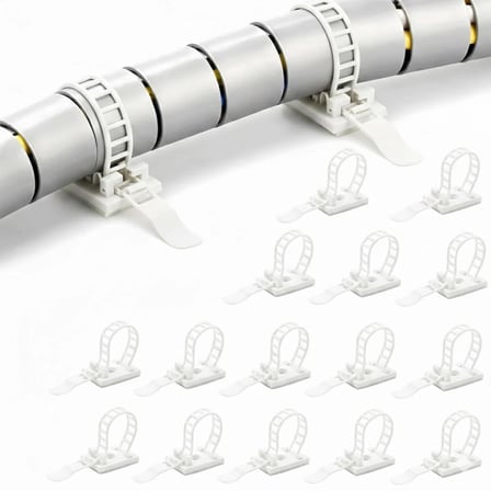 Microcase Kendinden Yapışkanlı Microcase Ayarlanabilir Yapışkanlı Kablo Düzenleyici ve Sabitleyici Klips 15 Adet Beyaz AL5409