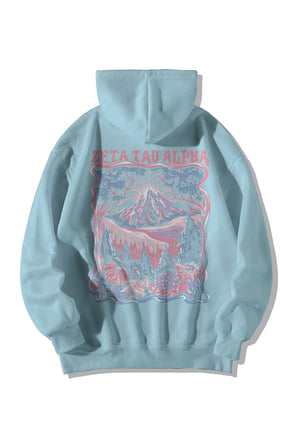 Bebe Mavisi Kadın Erkek Oversize Kapşonlu Kanguru Cepli Zeta Tau Baskılı Sweatshirt Hoodie