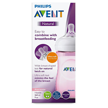 Philips Avent Natural PP Biberon 260 ml Pembe