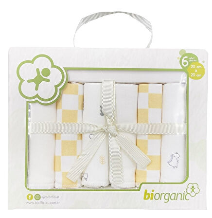 Bibaby Biorganik Desenli 6lı Penye Mendil 57759 Sarı