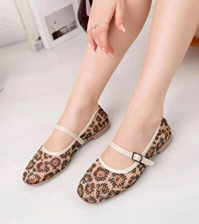 Leopar Fileli Şık Günlük Comfort Trend Rahat Meri Ceyn Babet
