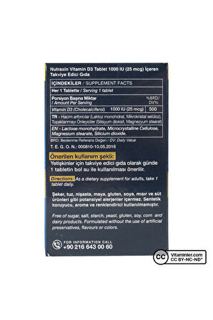 D3 Vitamini (1.000 IU)-120 Adet Tablet