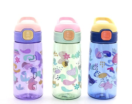 Premium Su Kabı Renkli Pipetli Suluk 600 Ml BPA İçermez