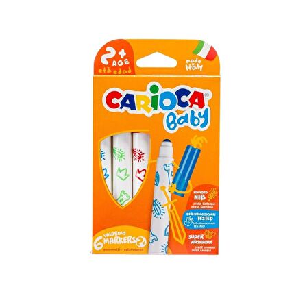 Carioca Jumbo Bebek Süper Yıkanabilir Keçeli Boya Kalemi Ve Teddy Baby Crayons 6 Lı +1 Yaş Boya