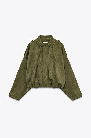 Süet Apoletli Bomber Ceket