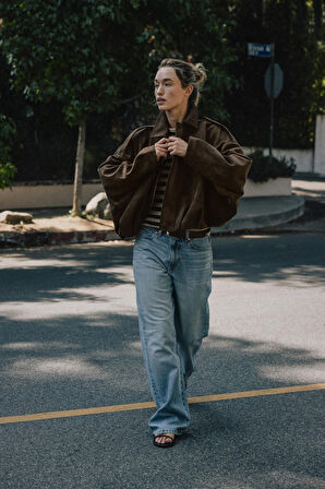 Süet Apoletli Bomber Ceket