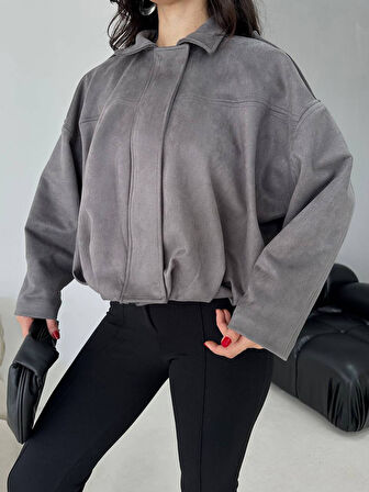 Süet Apoletli Bomber Ceket