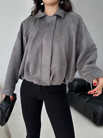 Süet Apoletli Bomber Ceket