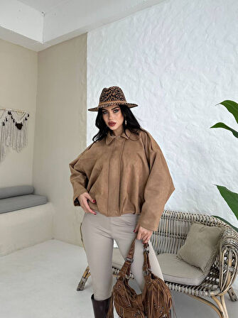 Süet Apoletli Bomber Ceket