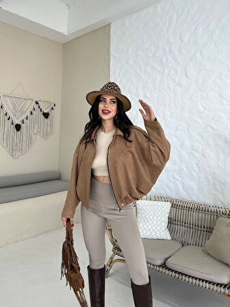 Süet Apoletli Bomber Ceket