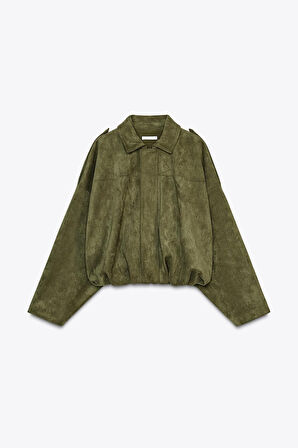 Süet Apoletli Bomber Ceket