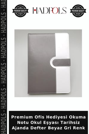 Premium Ofis Hediyesi Okuma Notu Okul Eşyası Tarihsiz Ajanda Defter Beyaz Gri Renk