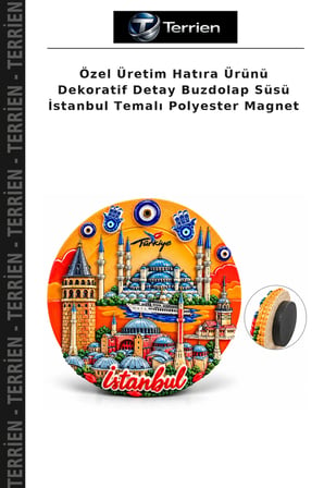 Özel Üretim Hatıra Ürünü Dekoratif Detay Buzdolap Süsü İstanbul Temalı Polyester Magnet