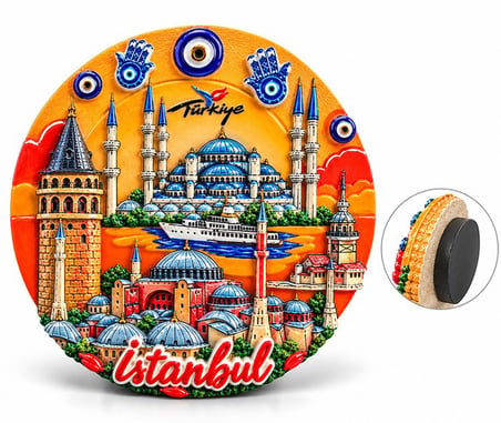 Özel Üretim Hatıra Ürünü Dekoratif Detay Buzdolap Süsü İstanbul Temalı Polyester Magnet