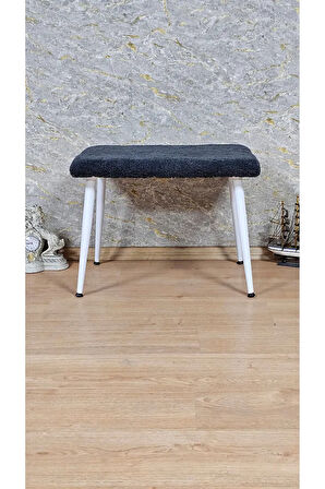 Tedy Kumaşlı 60 cm x 38 cm  Beyaz Sivriltme Ayaklı Oturak