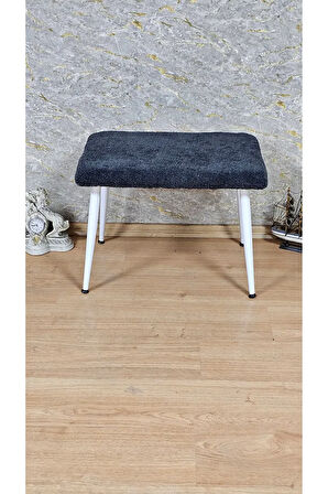 Tedy Kumaşlı 60 cm x 38 cm  Beyaz Sivriltme Ayaklı Oturak