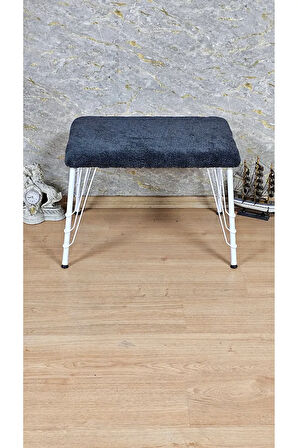 Tedy Kumaşlı 60 cm x 38 cm Beyaz Telli Ayak Oturak