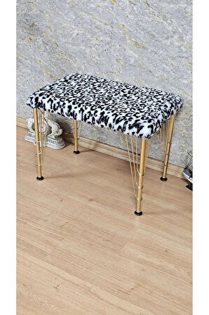 Tedy Kumaşlı 60 cm x 38 cm Gold Telli Ayak Oturak