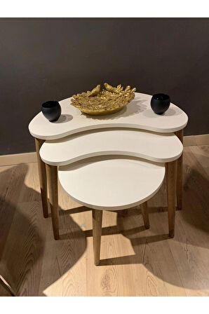 3lü Zigon Sehpa Krem Fasulye