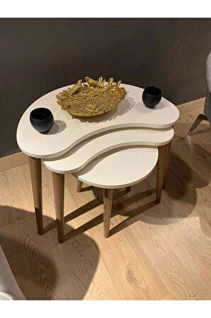 3lü Zigon Sehpa Krem Fasulye