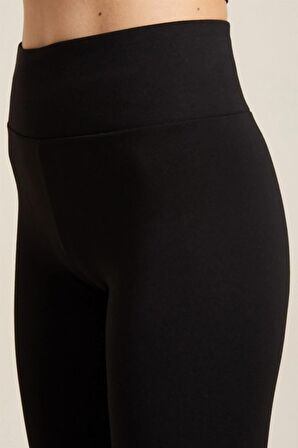 Kadın Siyah Yüksek Bel Çelik Örme Korseli Toparlayıcı Tayt