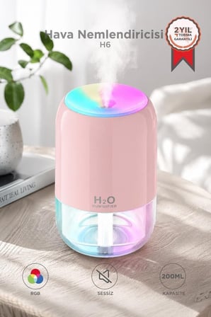 Koku Yayıcı Esanslı Cihaz Ferahlatıcı Hava Nemlendirici Buhar Makinesi H6 Pembe 200ml