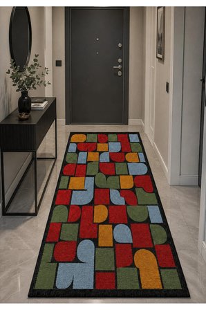 Dijital Baskı Pamuk Dokuma Kaymaz Taban Salon Halısı – Antre, Koridor ve Oda İçin
