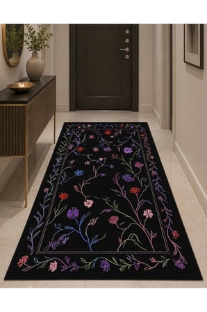 Dijital Baskı Pamuk Dokuma Kaymaz Taban Salon Halısı – Antre, Koridor ve Oda İçin