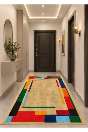 Dijital Baskı Pamuk Dokuma Kaymaz Taban Salon Halısı – Antre, Koridor ve Oda İçin
