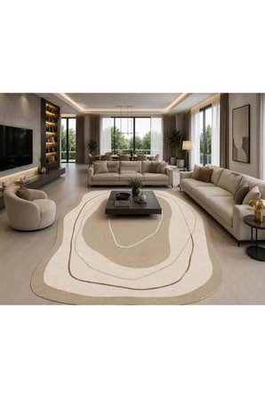 Oval-Dijital Baskı Pamuk Dokuma Kaymaz Taban Salon Halısı – Antre, Koridor ve Oda İçin