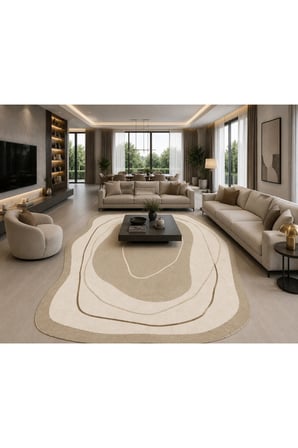 Oval-Dijital Baskı Pamuk Dokuma Kaymaz Taban Salon Halısı – Antre, Koridor ve Oda İçin