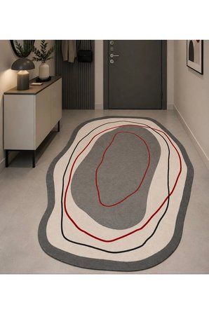 Oval-Dijital Baskı Pamuk Dokuma Kaymaz Taban Salon Halısı – Antre, Koridor ve Oda İçin
